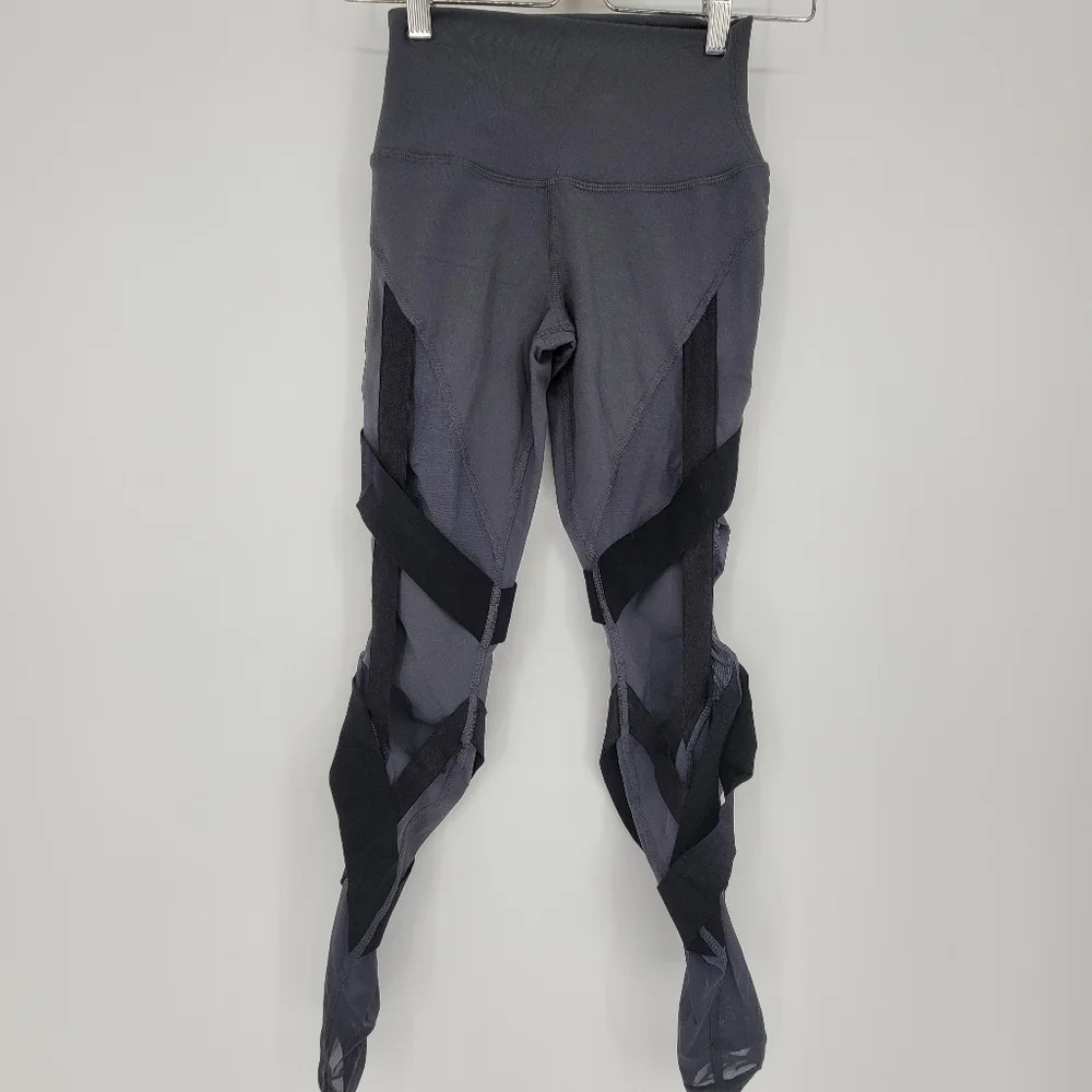 ALO yoga grey black high waisted bandage leggings size xxsmall - Picture 4 of 8